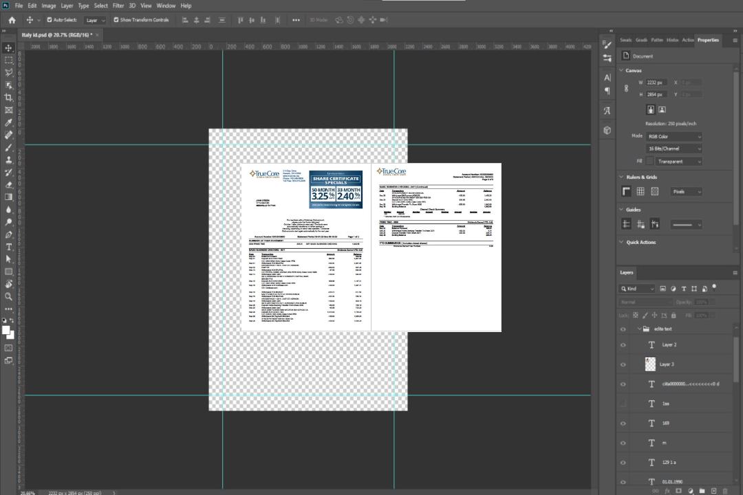 États-Unis TrueCore Federal Credit Union relevé de compte Modèle Word et PDF, 2 pages template
